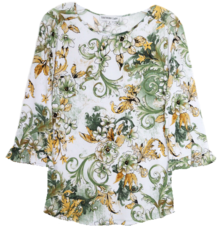 Southern Lady 3/4 Sleeve Missy Size Top 44F9