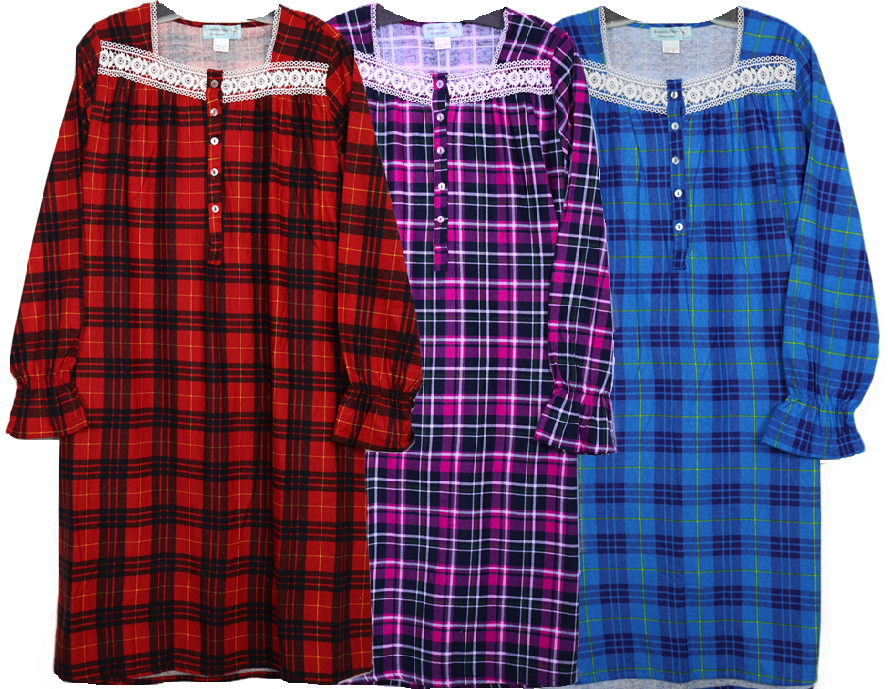 Long Sleeve Waltz Length Flannel Gown 664