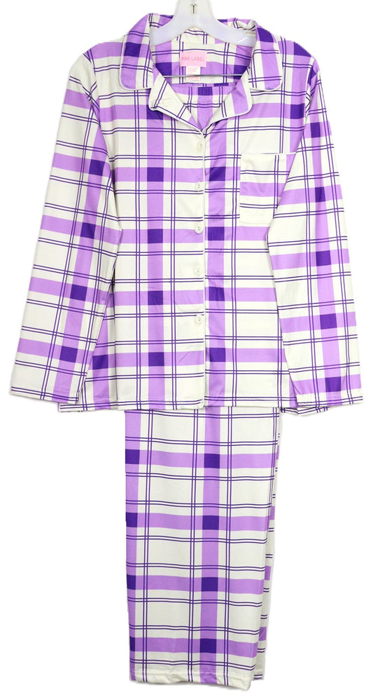 Long Sleeve Button Front Knit Pajamas 2169