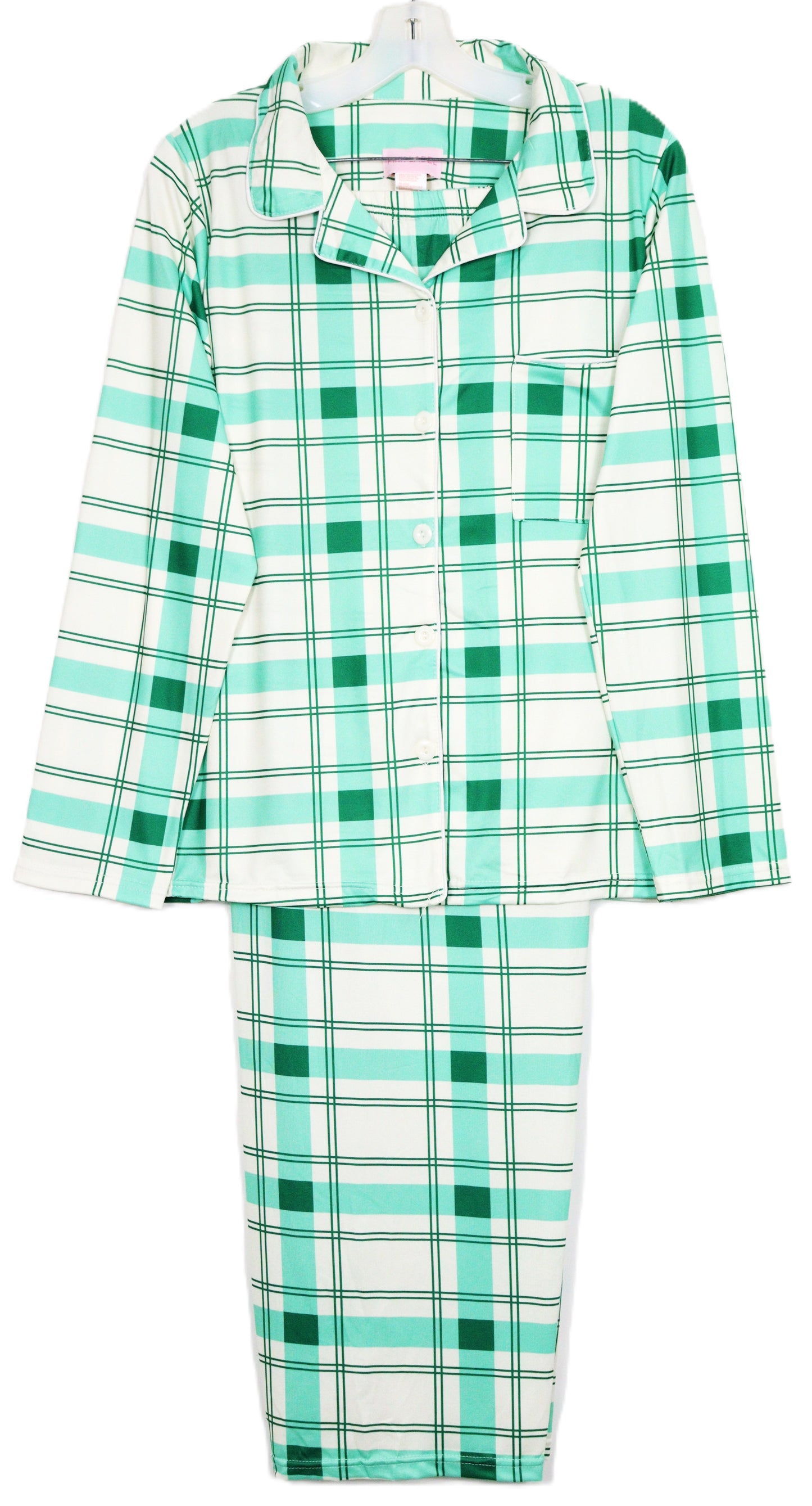 Long Sleeve Button Front Knit Pajamas 2169