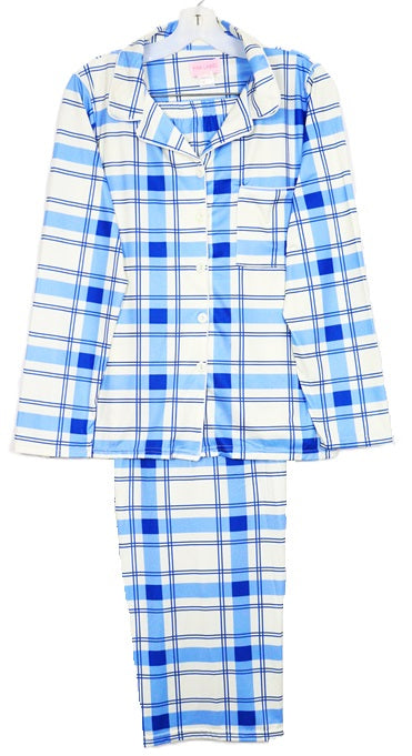 Long Sleeve Button Front Knit Pajamas 2169