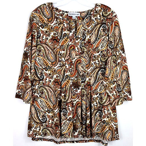 3/4 Sleeve Paisley Print Top 4630 image 2