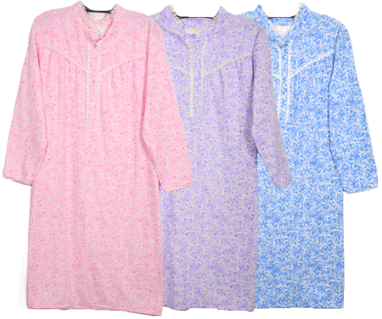 Long Sleeve Waltz Length Flannel Gown 662