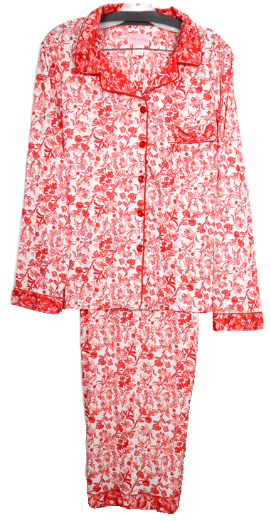 Long Sleeve Button Front Knit Pajamas 2171